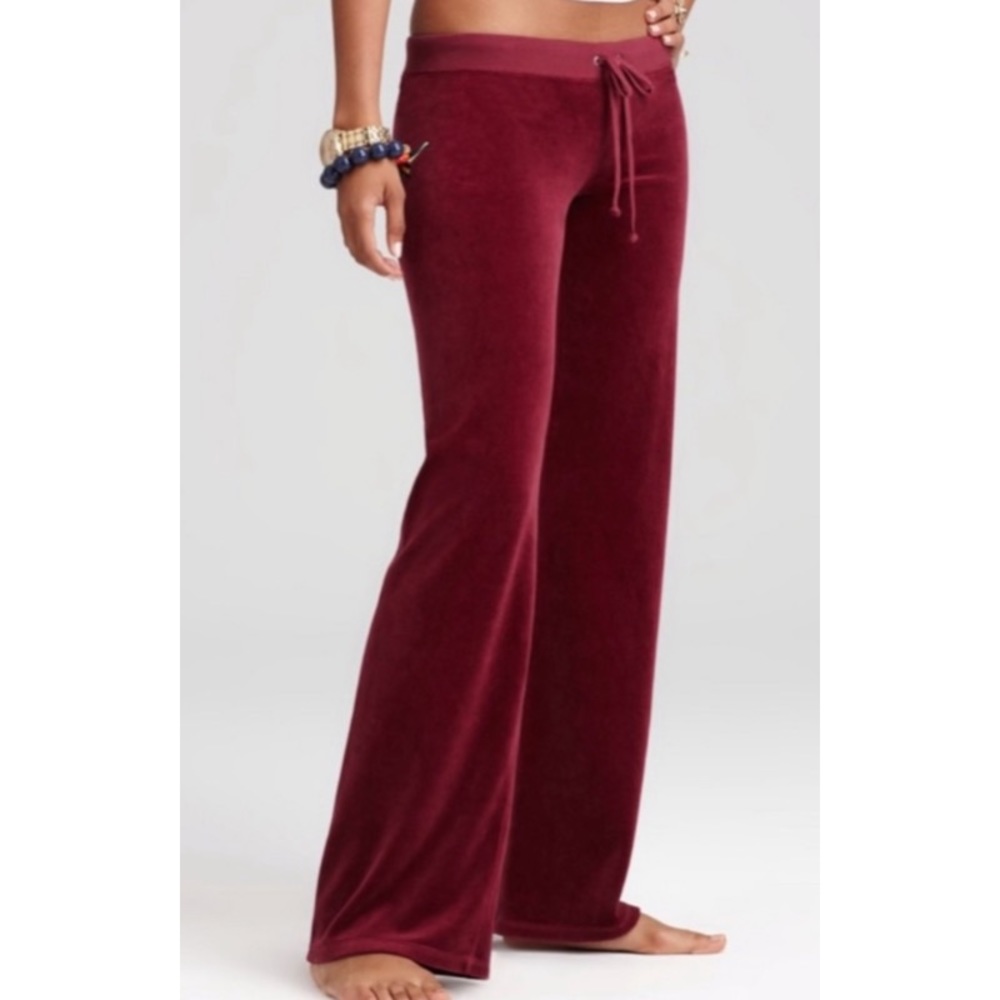 Juicy Couture Burgundy Maroon Velour Pants
